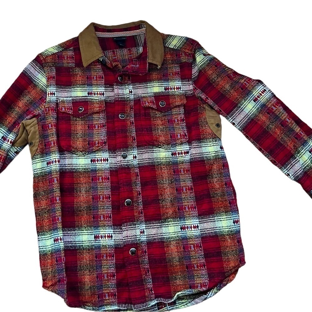 Art Class Kids Sz XS4/5 Fall Aztec Western Style Flannel Button Up Shirt Shacket